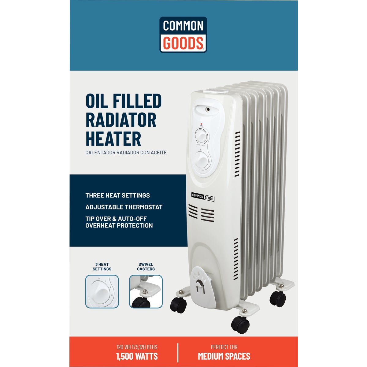 Home Impressions 1500W 120V Oil Filled Radiator Heater Image 2