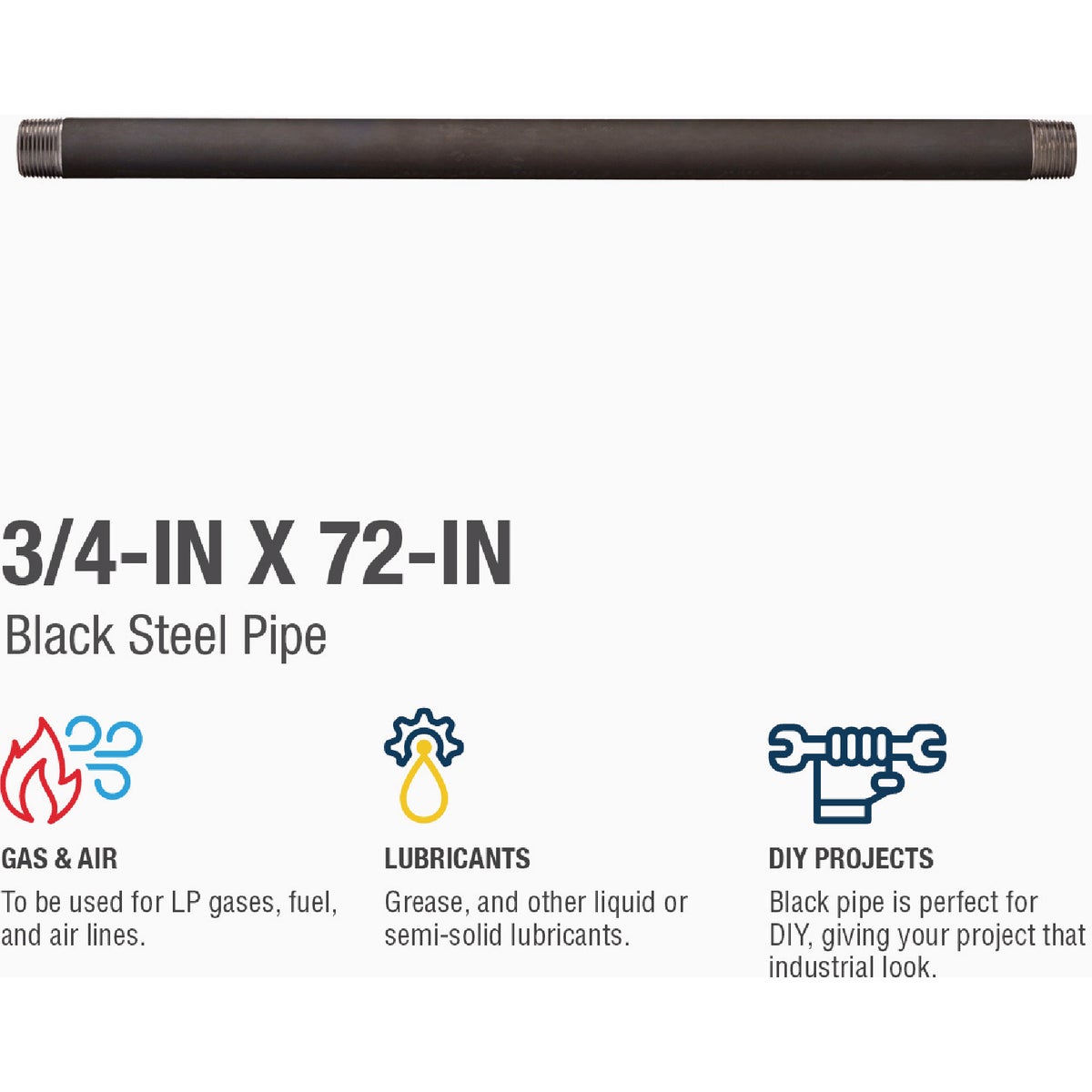 Southland 3/4 In. x 72 In. Carbon Steel Threaded Black Pipe Image 3