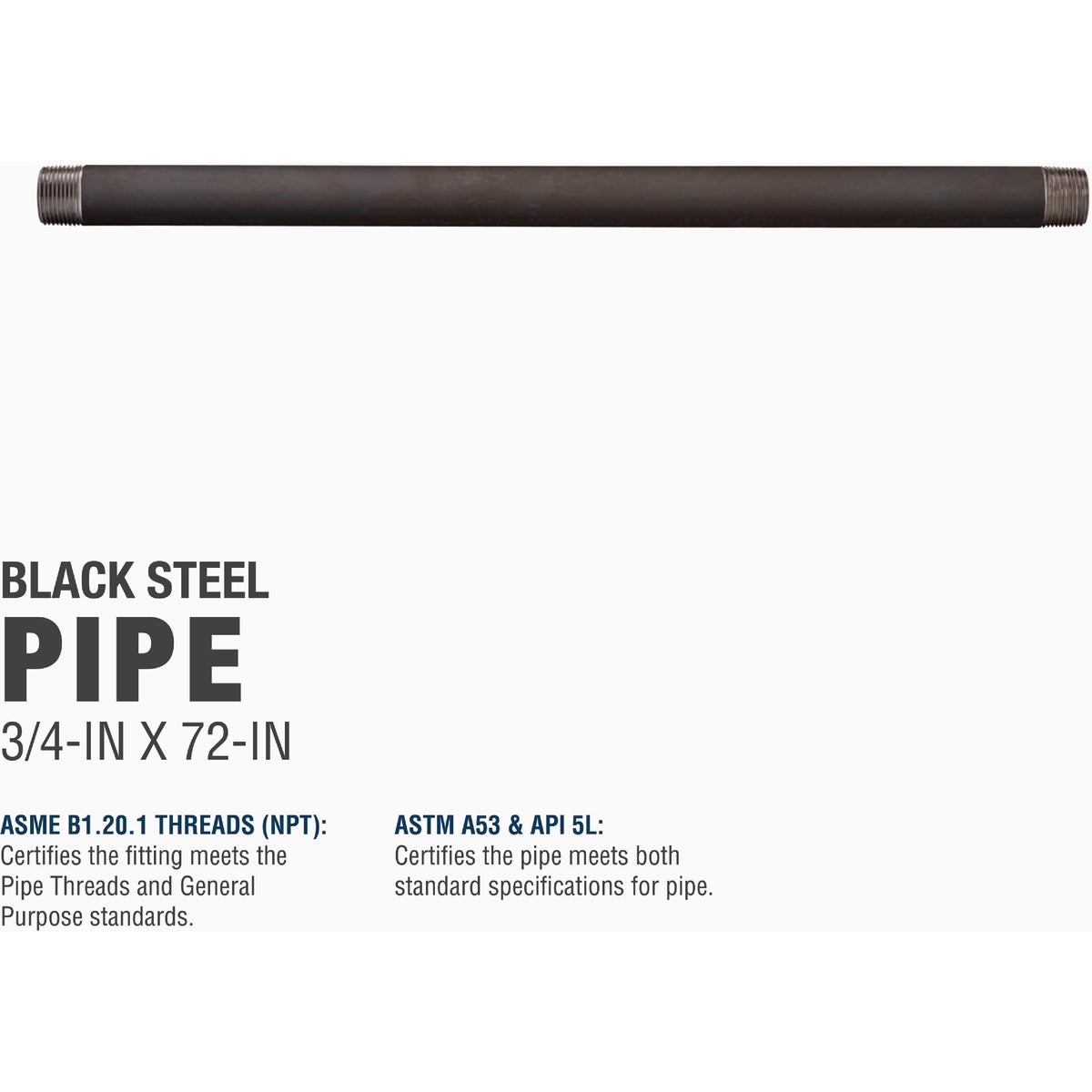 Southland 3/4 In. x 72 In. Carbon Steel Threaded Black Pipe Image 4