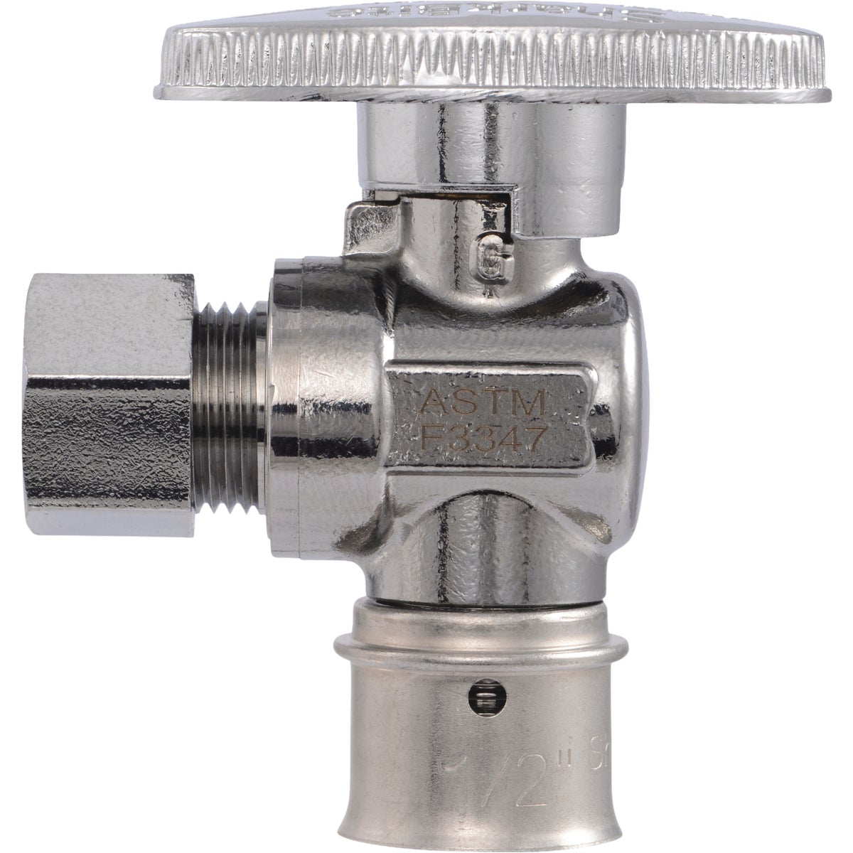 SharkBite 1/2 In. PEX Press x 3/8 In. OD Brass Angle Stop Image 3