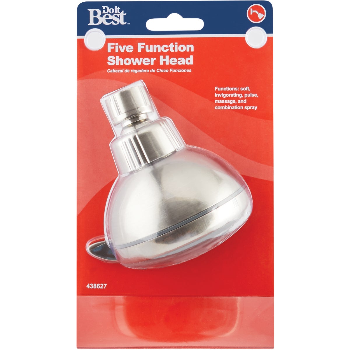 Do it Best 5-Spray 2.16 GPM Fixed Shower Head, Brushed Nickel Image 2