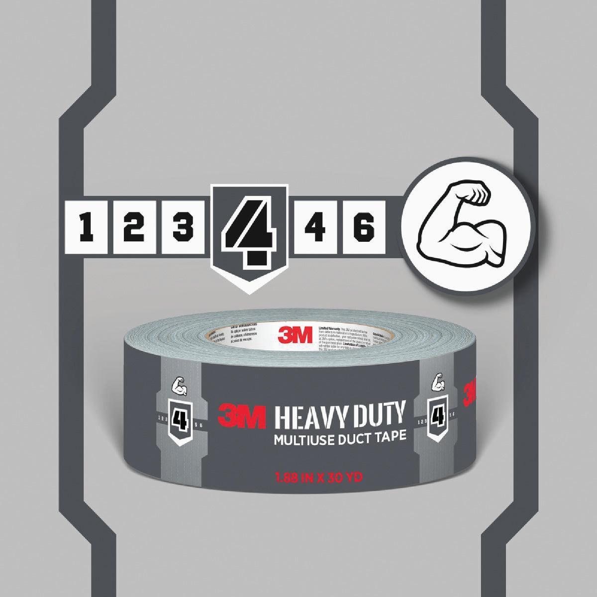 3M 1.88 In. x 45 Yd. Heavy Duty Duct Tape, Gray Image 2