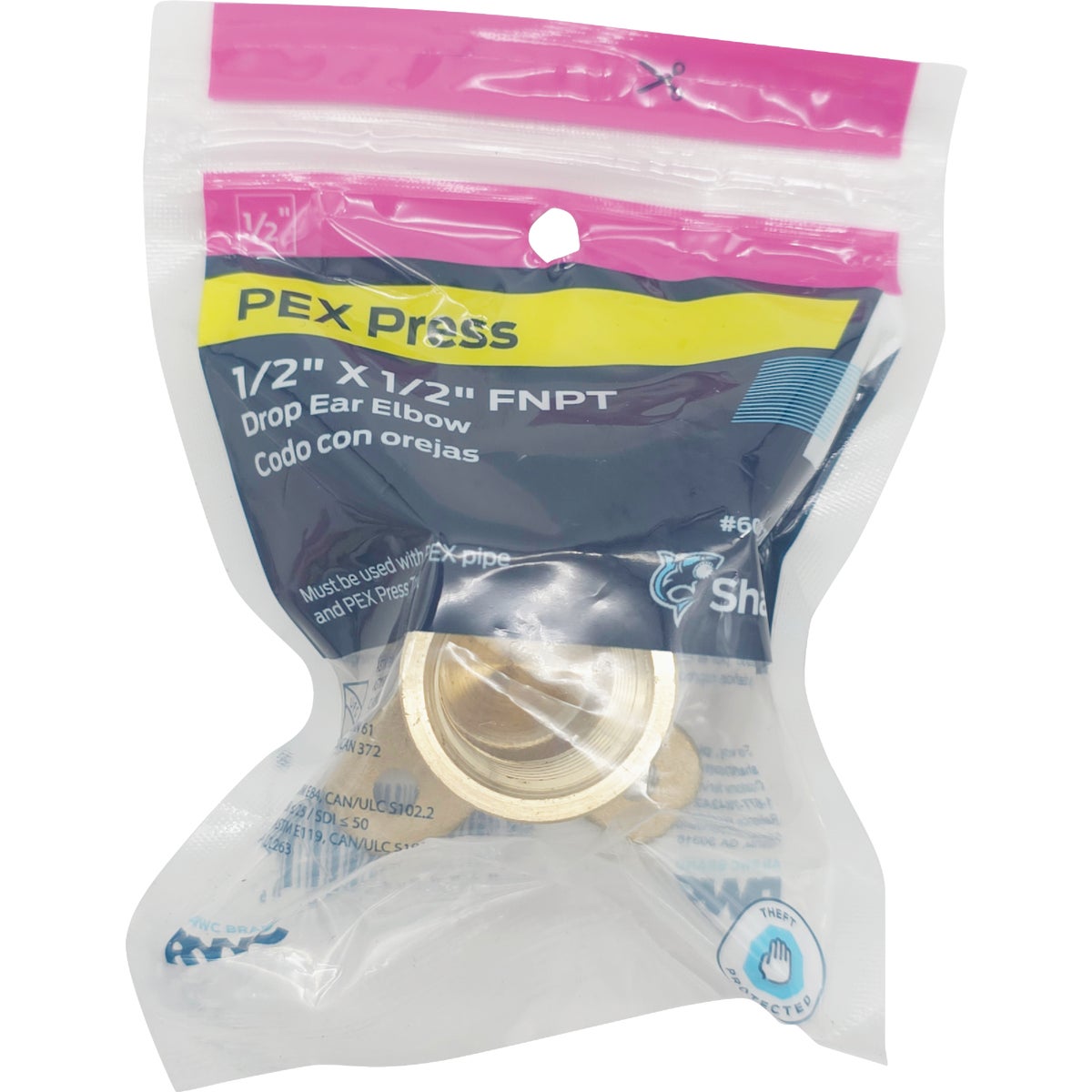 SharkBite 1/2 In. x 1/2 In. FNPT PEX Press Brass Drop Ear Image 2