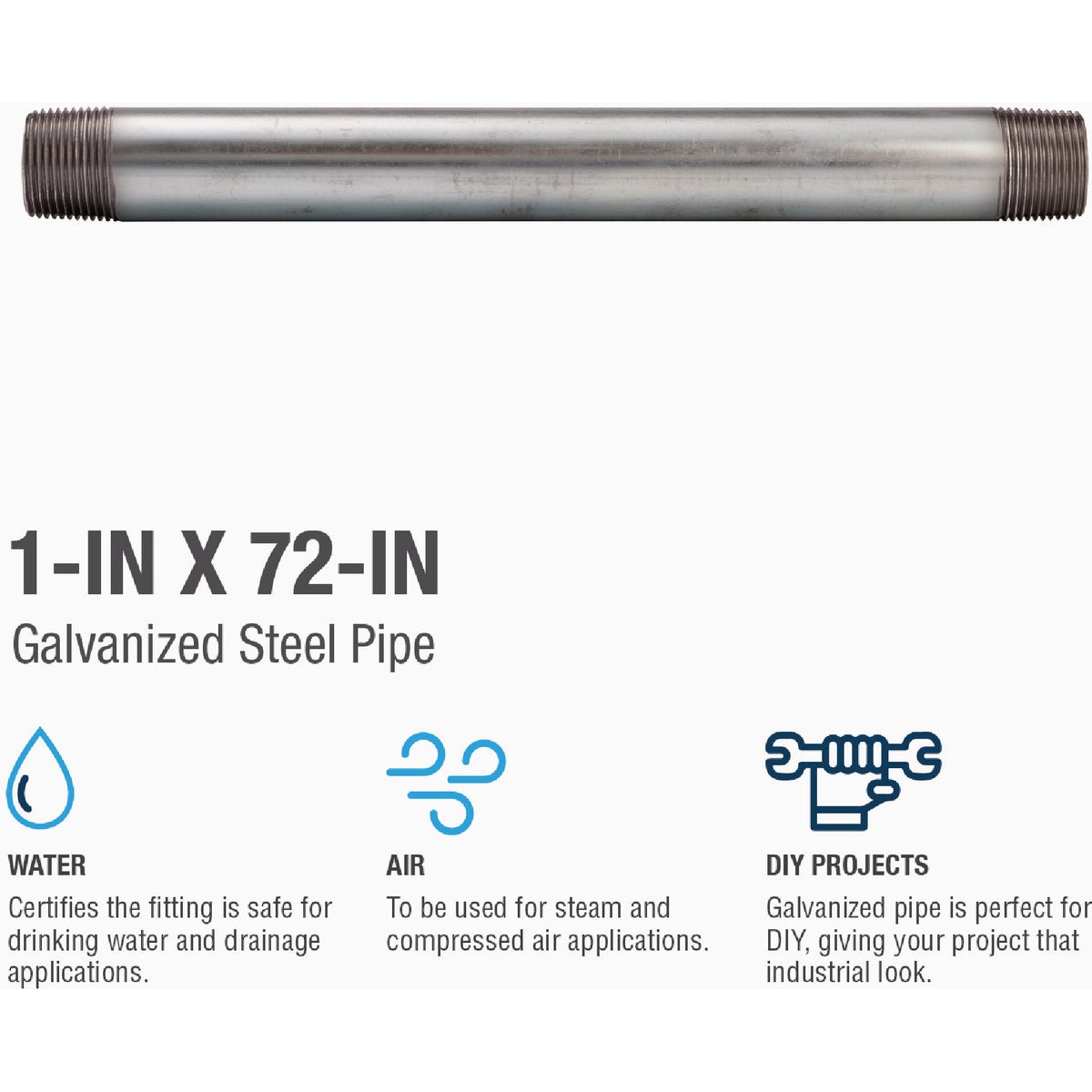 Southland 1 In. x 72 In. Carbon Steel Threaded Galvanized Pipe Image 3
