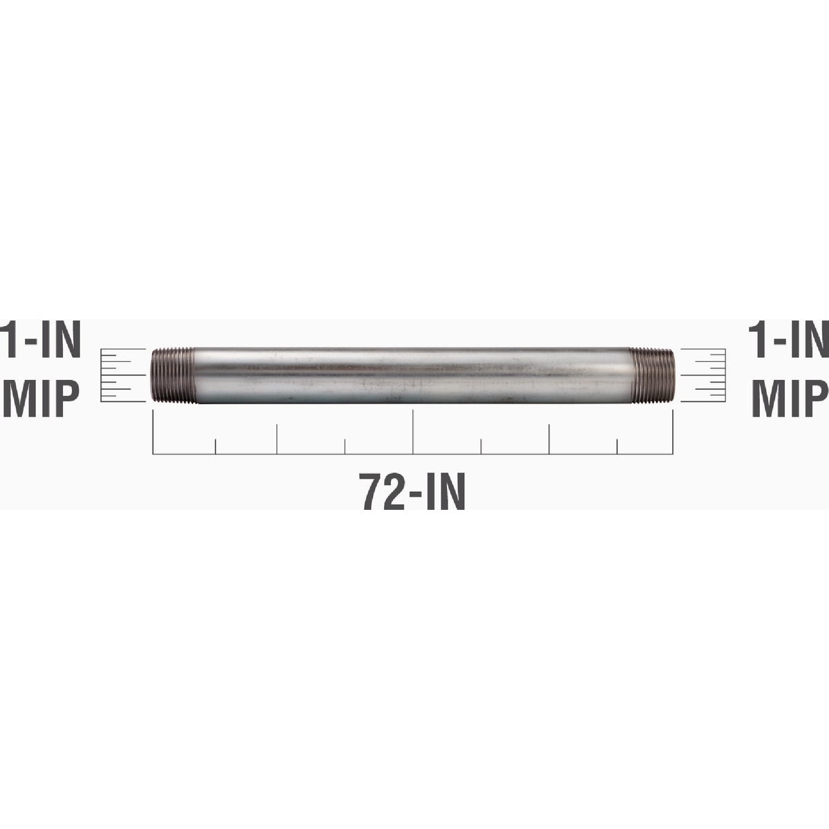 Southland 1 In. x 72 In. Carbon Steel Threaded Galvanized Pipe Image 2