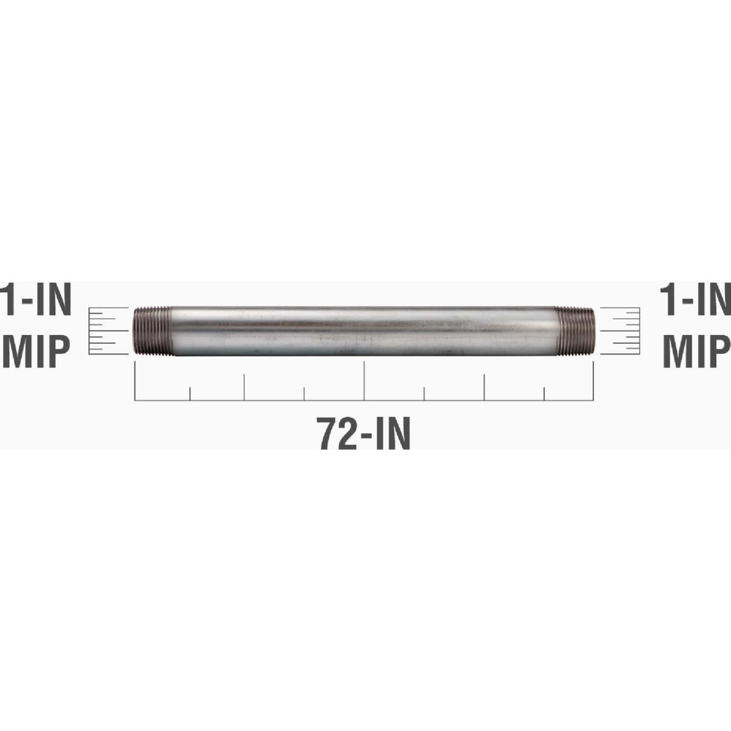 Southland 1 In. x 72 In. Carbon Steel Threaded Galvanized Pipe Image 2