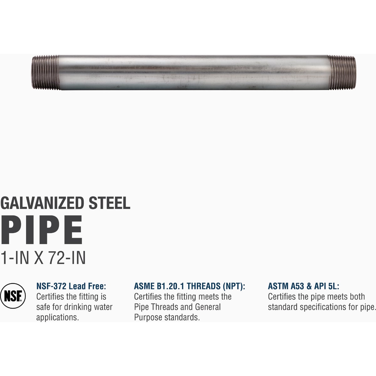 Southland 1 In. x 72 In. Carbon Steel Threaded Galvanized Pipe Image 4