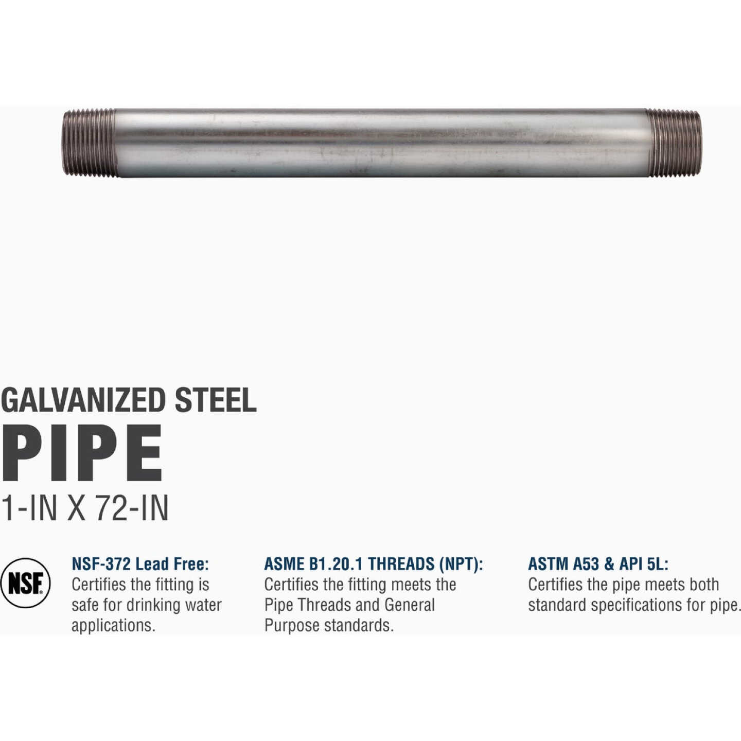 Southland 1 In. x 72 In. Carbon Steel Threaded Galvanized Pipe Image 4