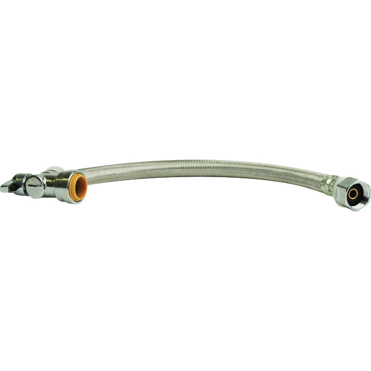 QuickFitting 1/2 In. Push-to-Connect Angle Stop Valve x 7/8 In. Ballcock x 12 In. Braided Stainless Steel Toilet Connector Hose Image 5