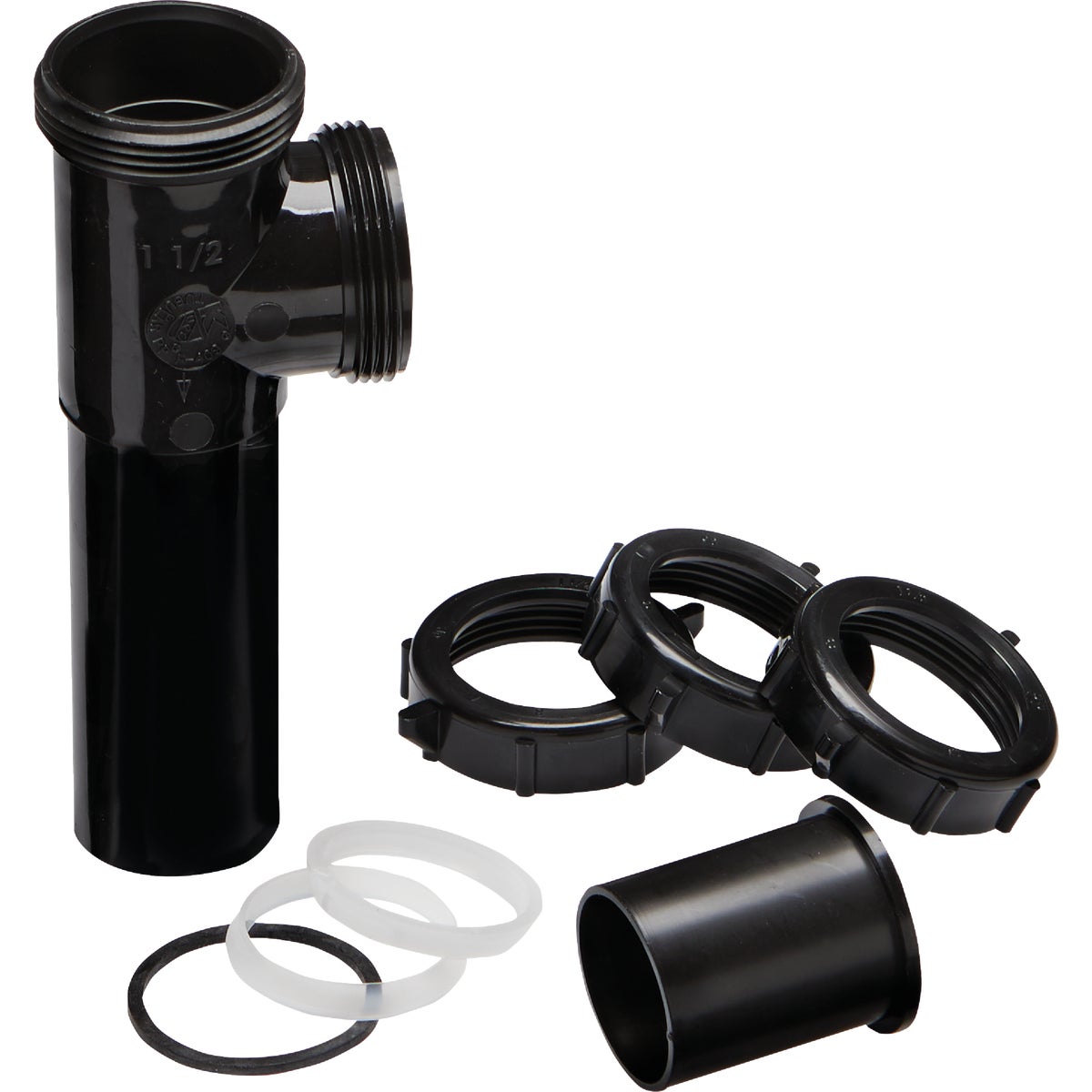 Keeney 1-1/2 In. x 7-1/2 In. Black Plastic End Outlet Tee