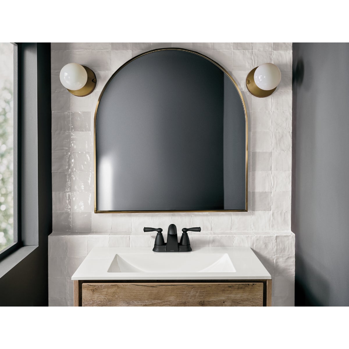Moen Banbury 2-Handle Lever Low Arc Centerset Bathroom Faucet, Matte Black Image 4