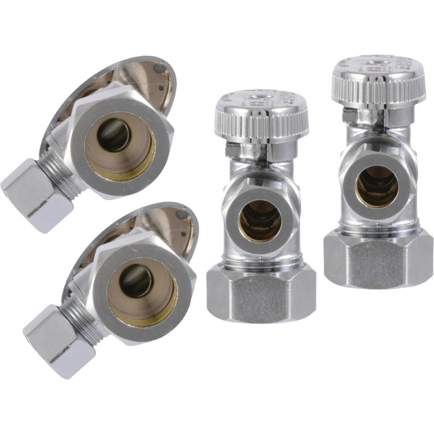 SharkBite 1/2 In. Compression x 3/8 In. Compression Quarter Turn Angle Valve (4-Pack) Image 3