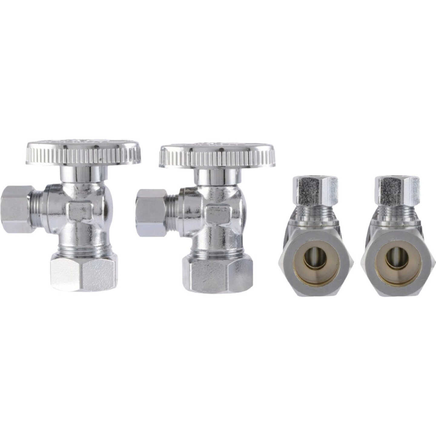 SharkBite 1/2 In. Compression x 3/8 In. Compression Quarter Turn Angle Valve (4-Pack) Image 6