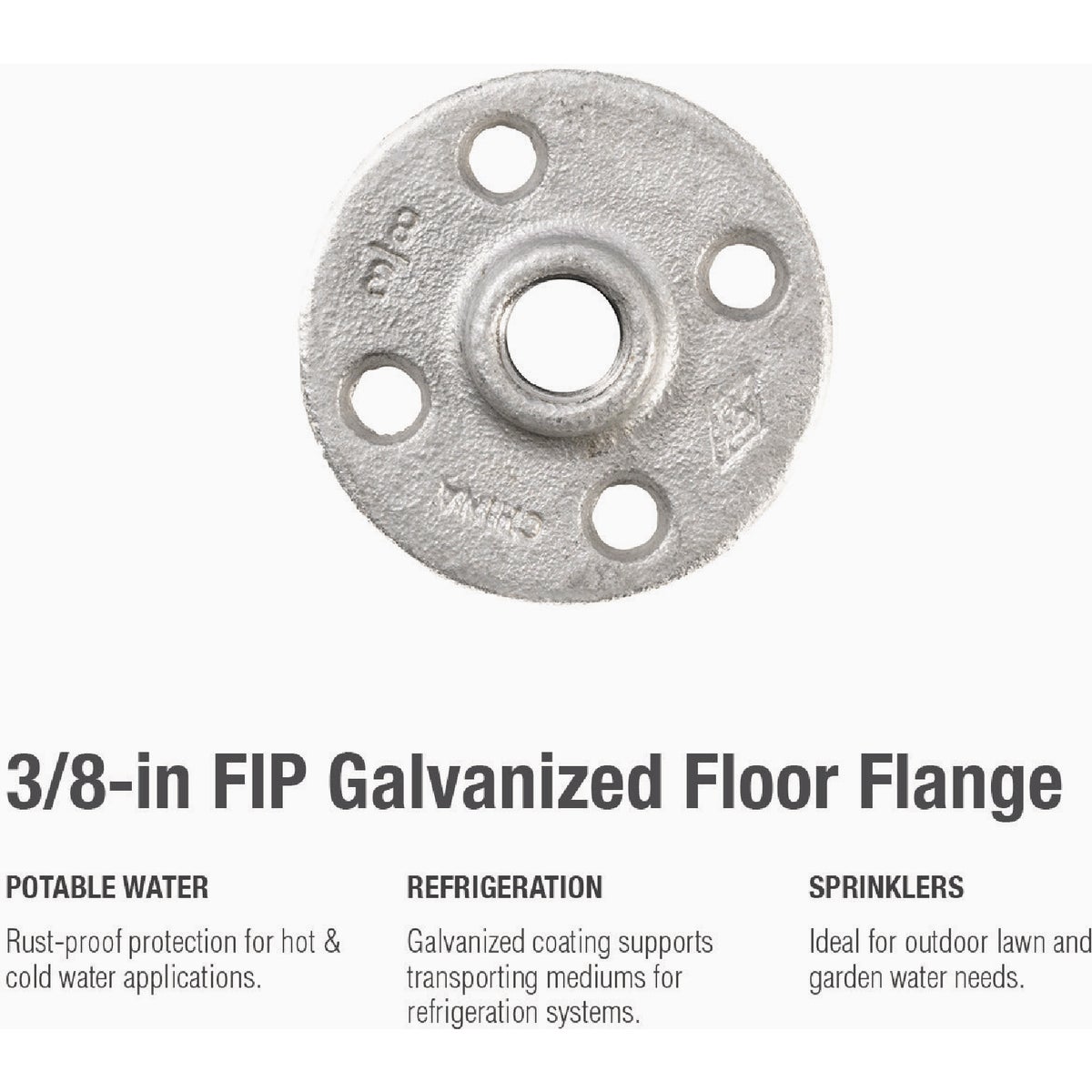 Southland 3/8 In. Galvanized Malleable Iron Floor Flange Fitting Image 3
