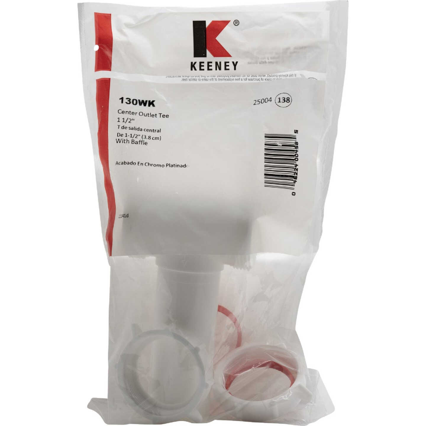 Keeney 1-1/2 In. White Polypropylene Center Outlet Tee Image 1