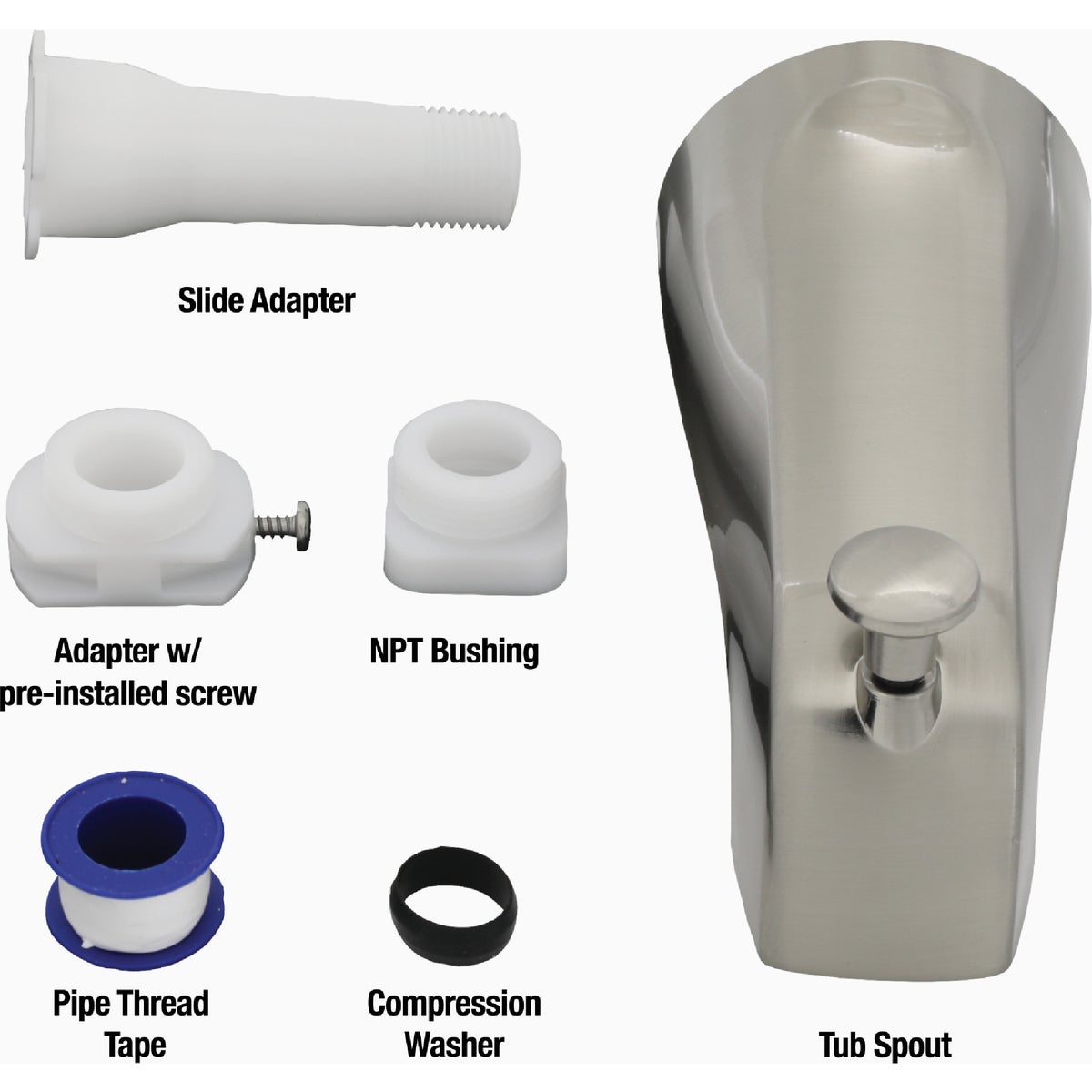 Danco 5 In. Brushed Nickel Bathtub Spout with Diverter Image 4