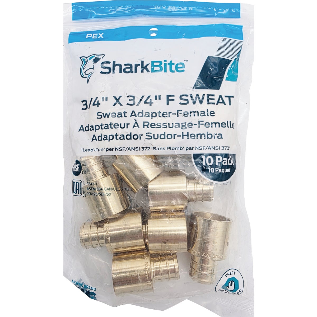 SharkBite 3/4 In. Female Sweat x 3/4 In. CF Brass PEX Adapter (10-Pack) Image 2