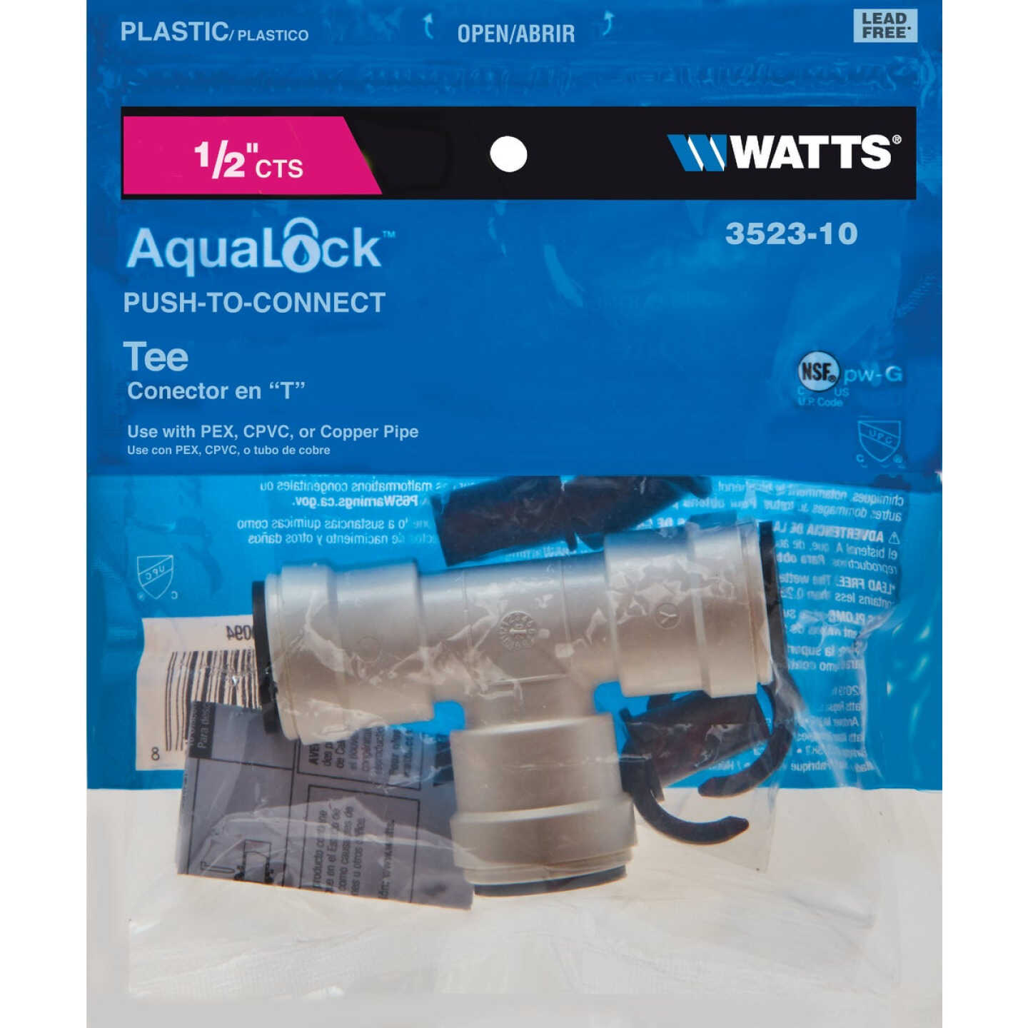 Watts 1/2 In. x 1/2 In. x 1/2 In. Quick Connect Plastic Tee Image 2