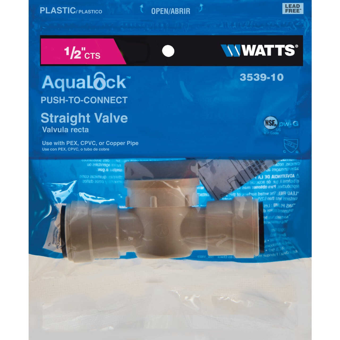 Watts 1/2 In. CTS X 1/2 In. QC Plastic Push Valve Image 2