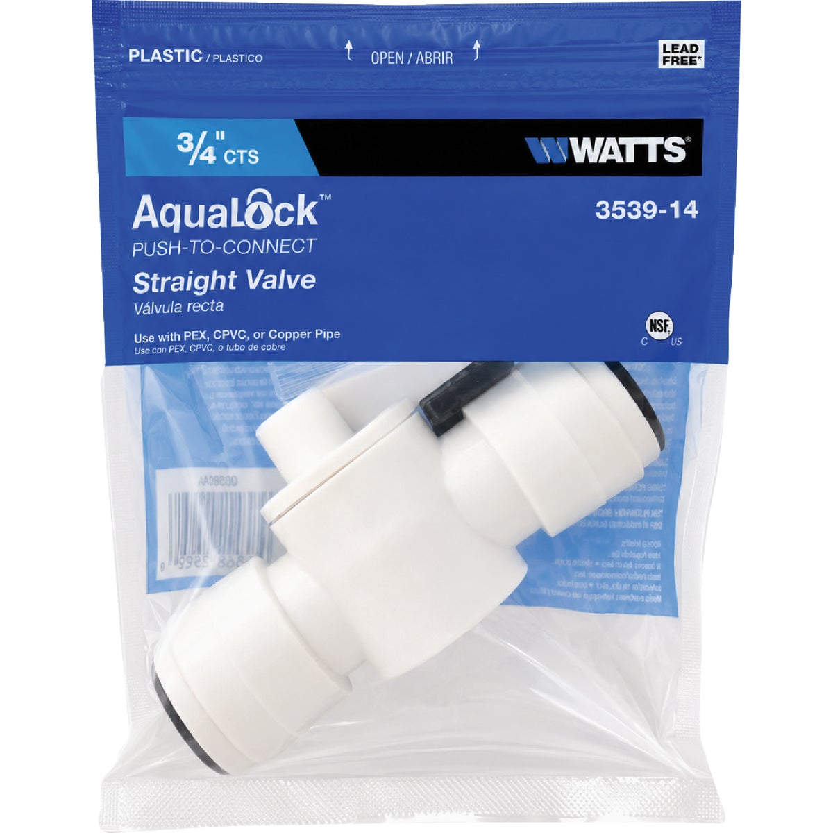 Watts 3/4 In. CTS X 3/4 In. QC Plastic Push Valve