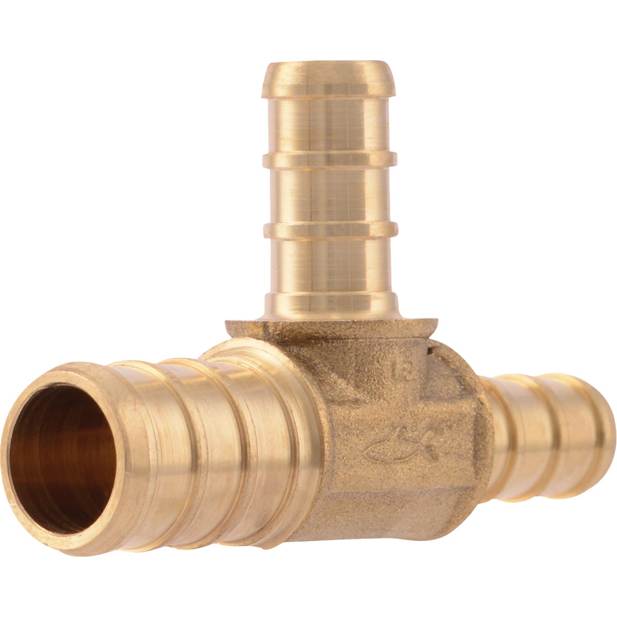 SharkBite 1/2 In. x 3/8 In. x 3/8 In. Barb Brass PEX Tee