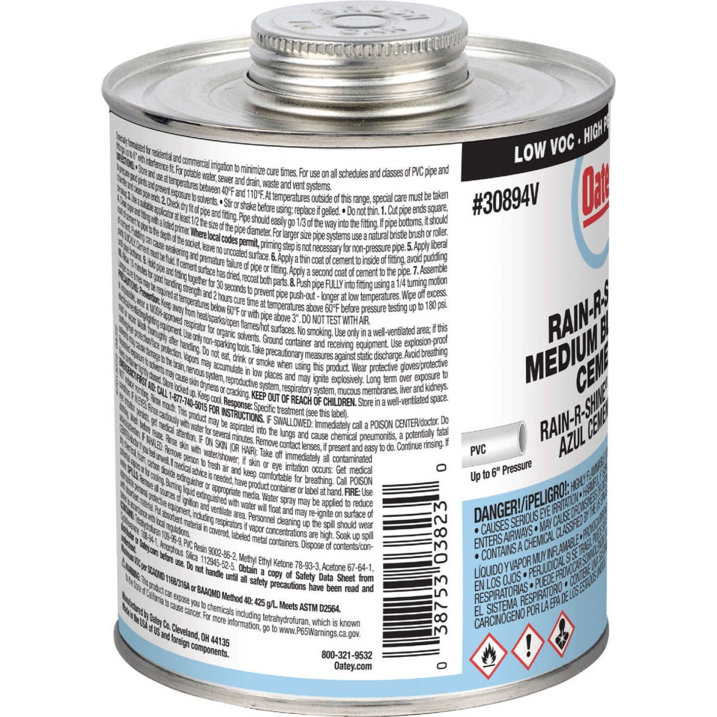 Oatey Rain-R-Shine 32 Oz. Low Voc Medium Bodied Blue PVC Cement Image 2