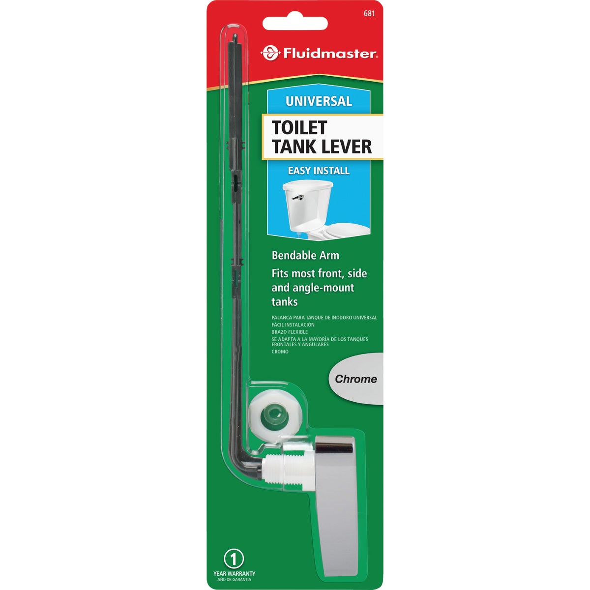 Fluidmaster Sure-Fit Basic Chrome Tank Lever with Plastic Arm Image 4