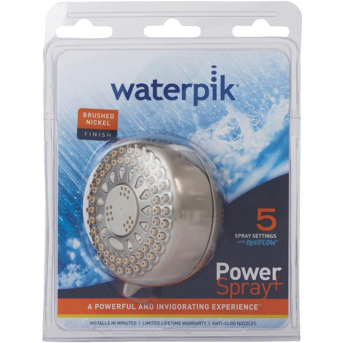 Waterpik PowerSpray+ 5-Spray 2.5 GPM Brushed Nickel Showerhead