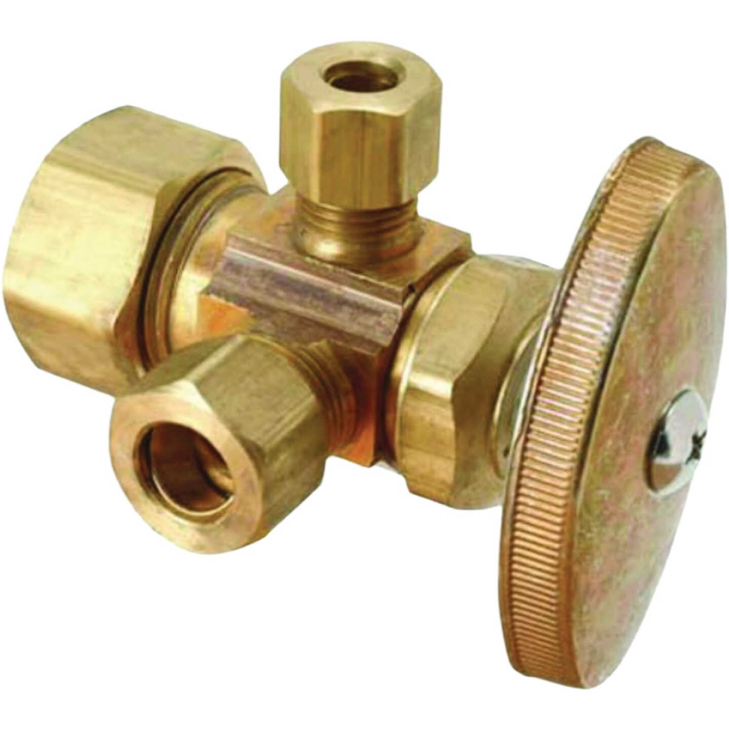 BrassCraft 5/8 In. x 3/8 In. x 3/8 In. Brass Dual Outlet Stop Valve Image 1