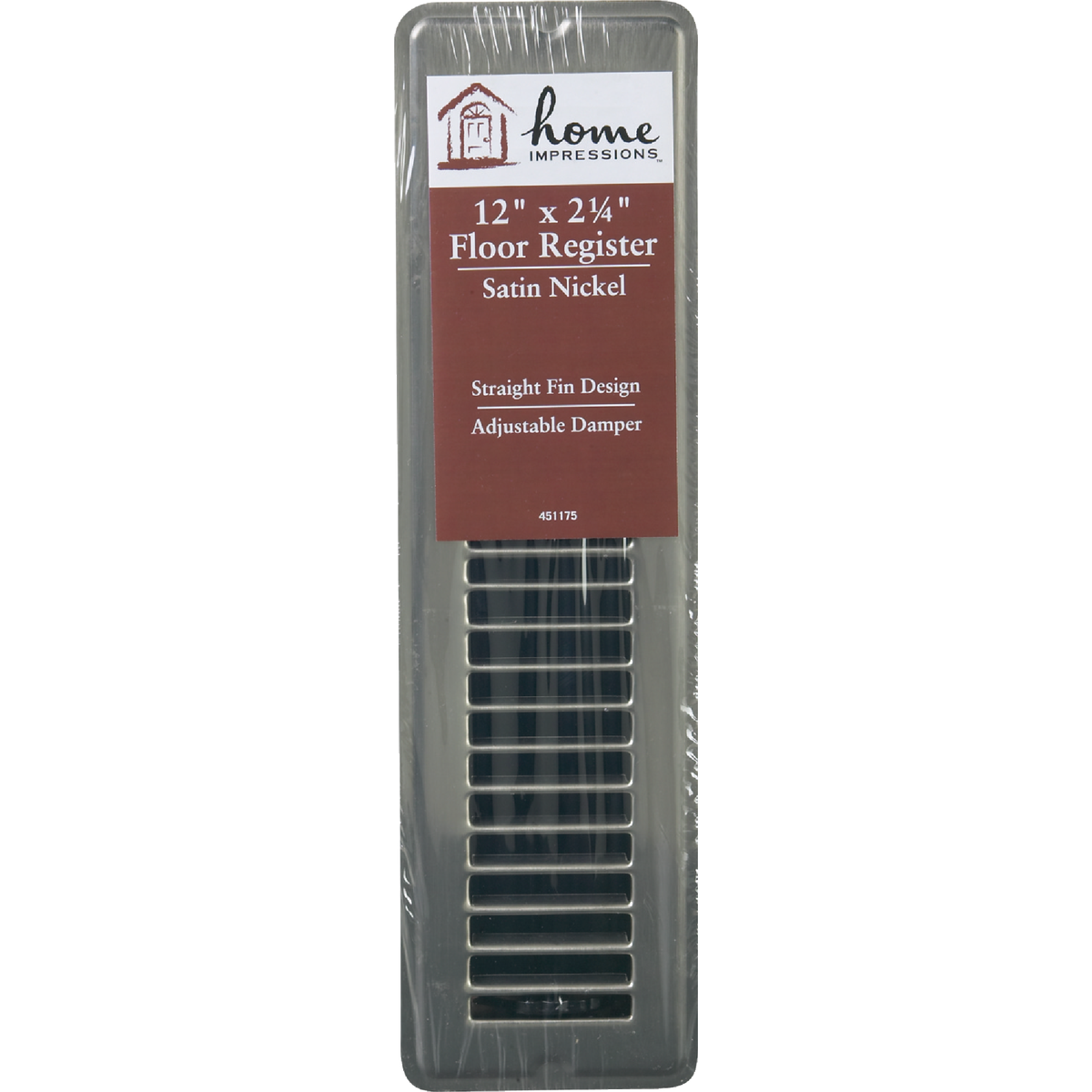 Home Impressions 2-1/4 In. x 12 In. Satin Nickel Steel Floor Register Image 2