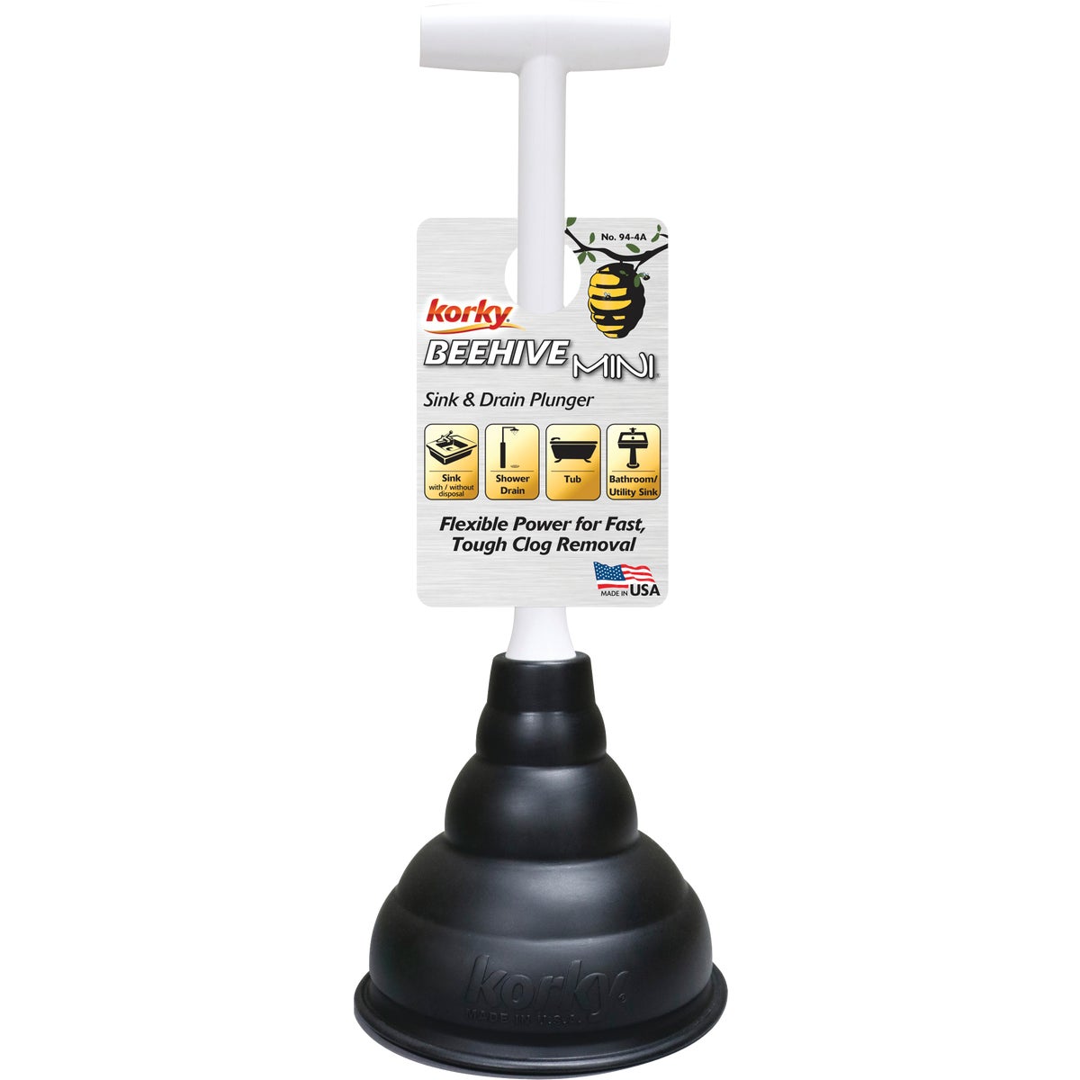 Korky BEEHIVE 5-1/2 In. Mini Sink & Drain Plunger