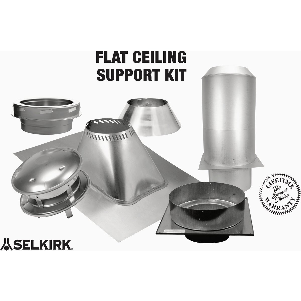 SELKIRK Sure-Temp 6 In. Stainless Steel Flat Ceiling Chimney Support Kit Image 2