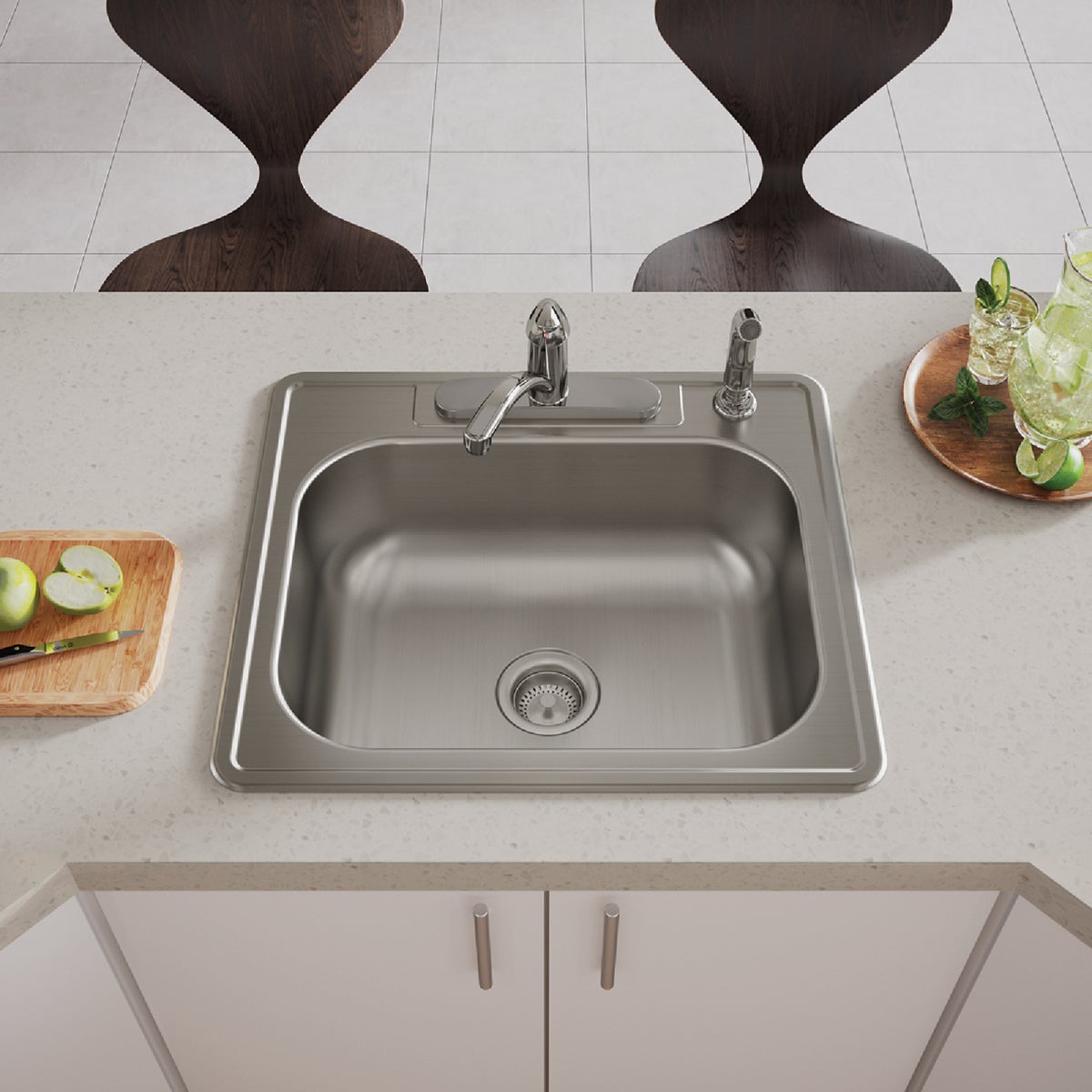 Elkay Dayton 25 In. x 22 In. x 8-1/16 In. Single Bowl Drop-In Kitchen Sink, Stainless Steel Image 2