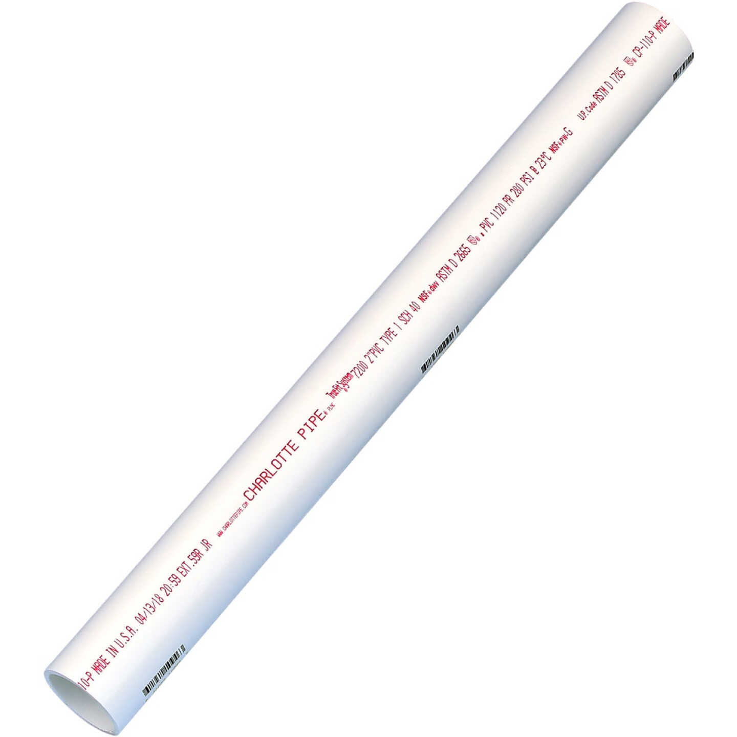 Charlotte Pipe 2 In. x 2 Ft. Schedule 40 PVC-DWV Solid Core Pipe Image 1