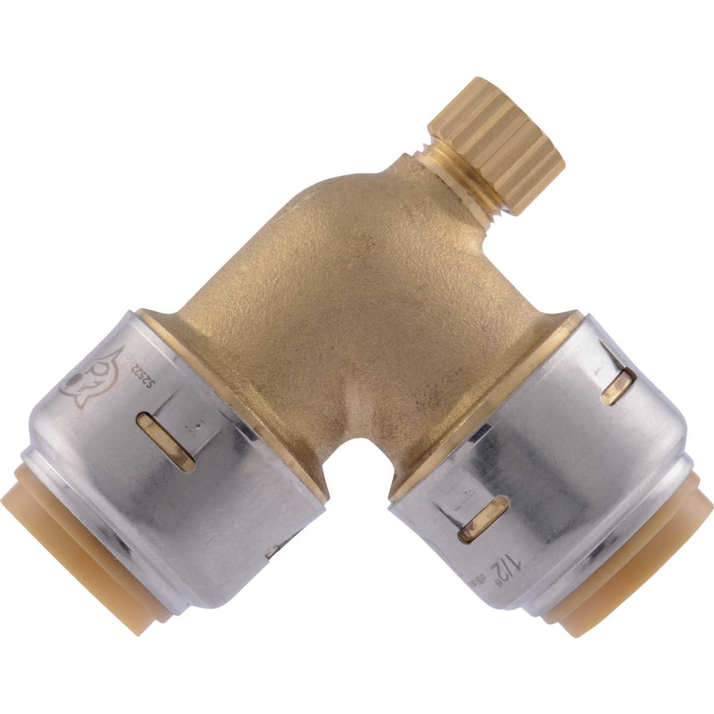 SharkBite 1/2 In x 1/2 In. 90 Deg. Push-to-Connect Brass Elbow with Drain Image 5
