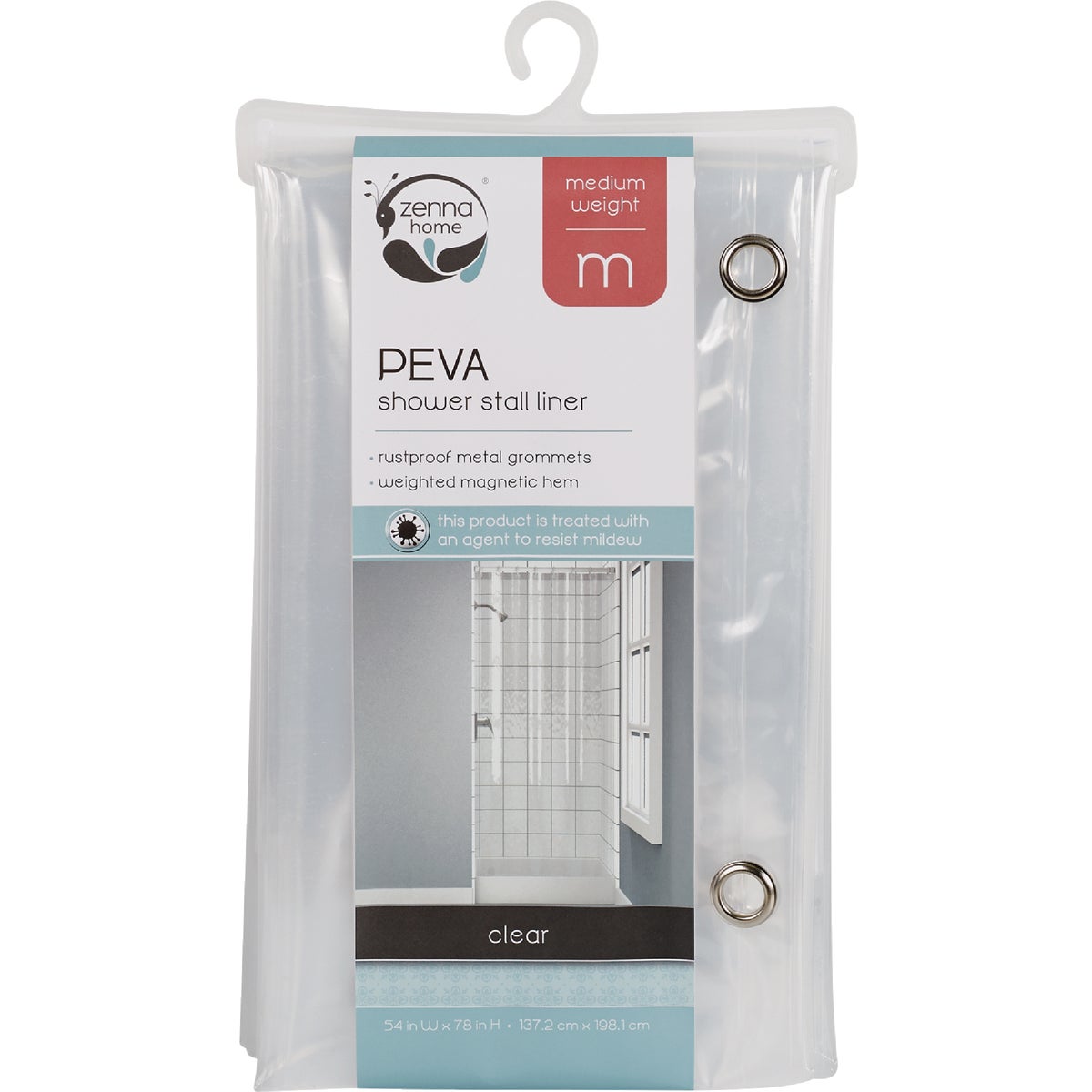 Zenna Home 54 In. W x 78 In. H Frosty PEVA Stall Size Shower Curtain Liner
