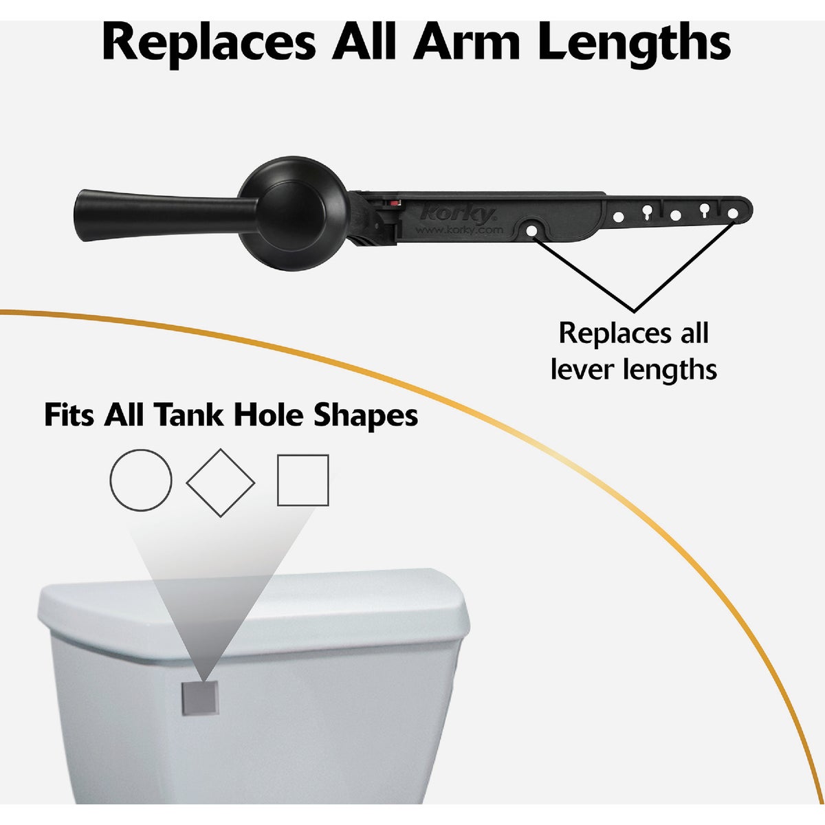 Korky StrongARM Universal Matte Black Tank Lever with Simple Handle Image 3
