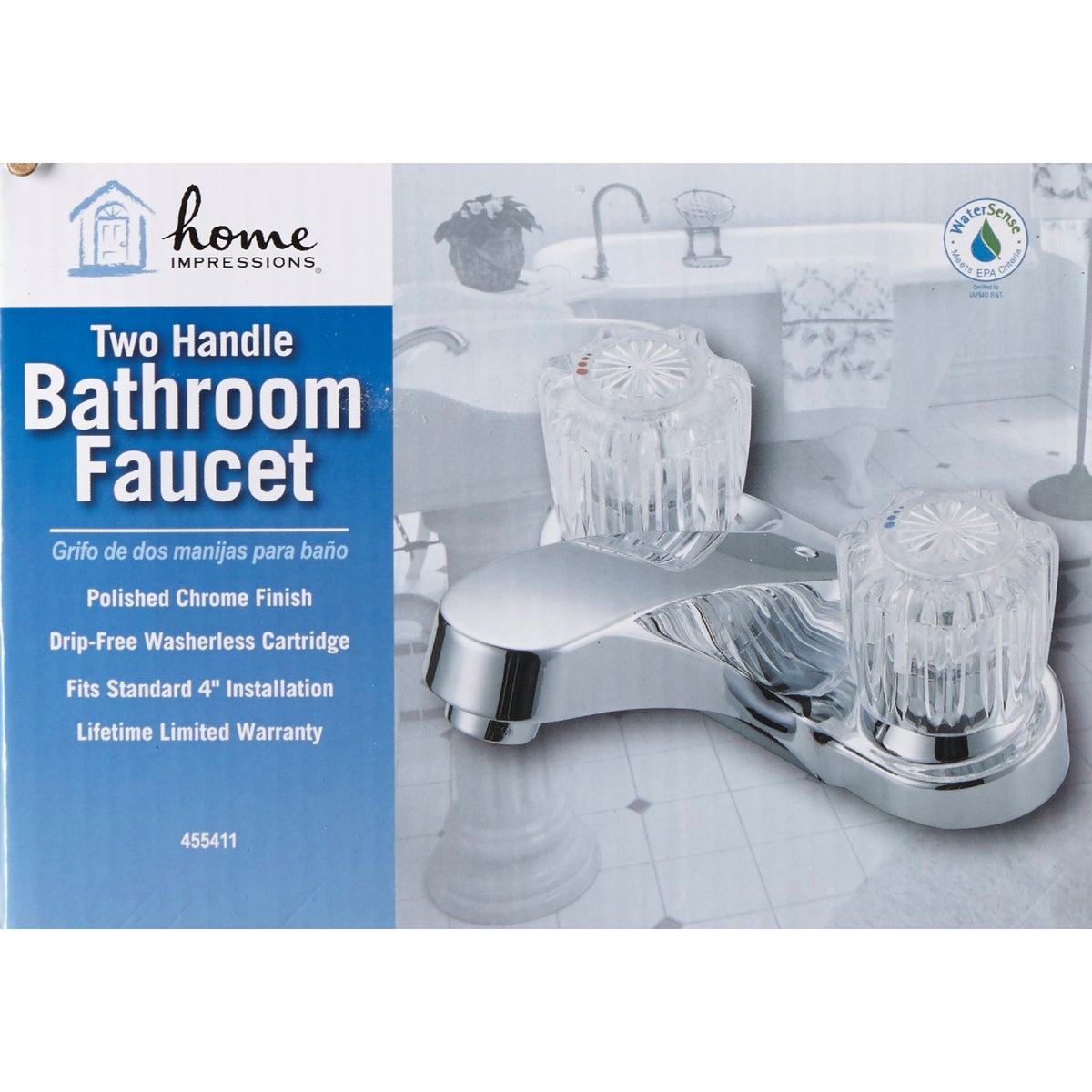 Home Impressions Chrome 2-Handle Knob 4 In. Centerset Bathroom Faucet Image 2