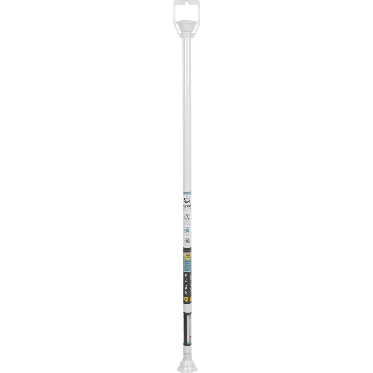 Zenna Home Straight 44 In. to 72 In. Adjustable Tension Finial Shower Rod in White Image 2