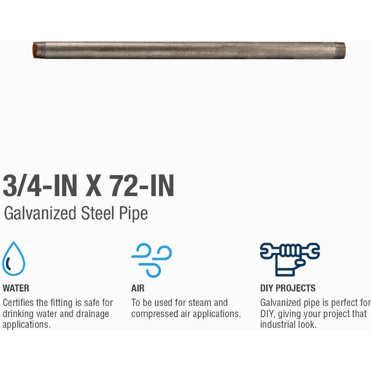 Southland 3/4 In. x 72 In. Carbon Steel Threaded Galvanized Pipe Image 3