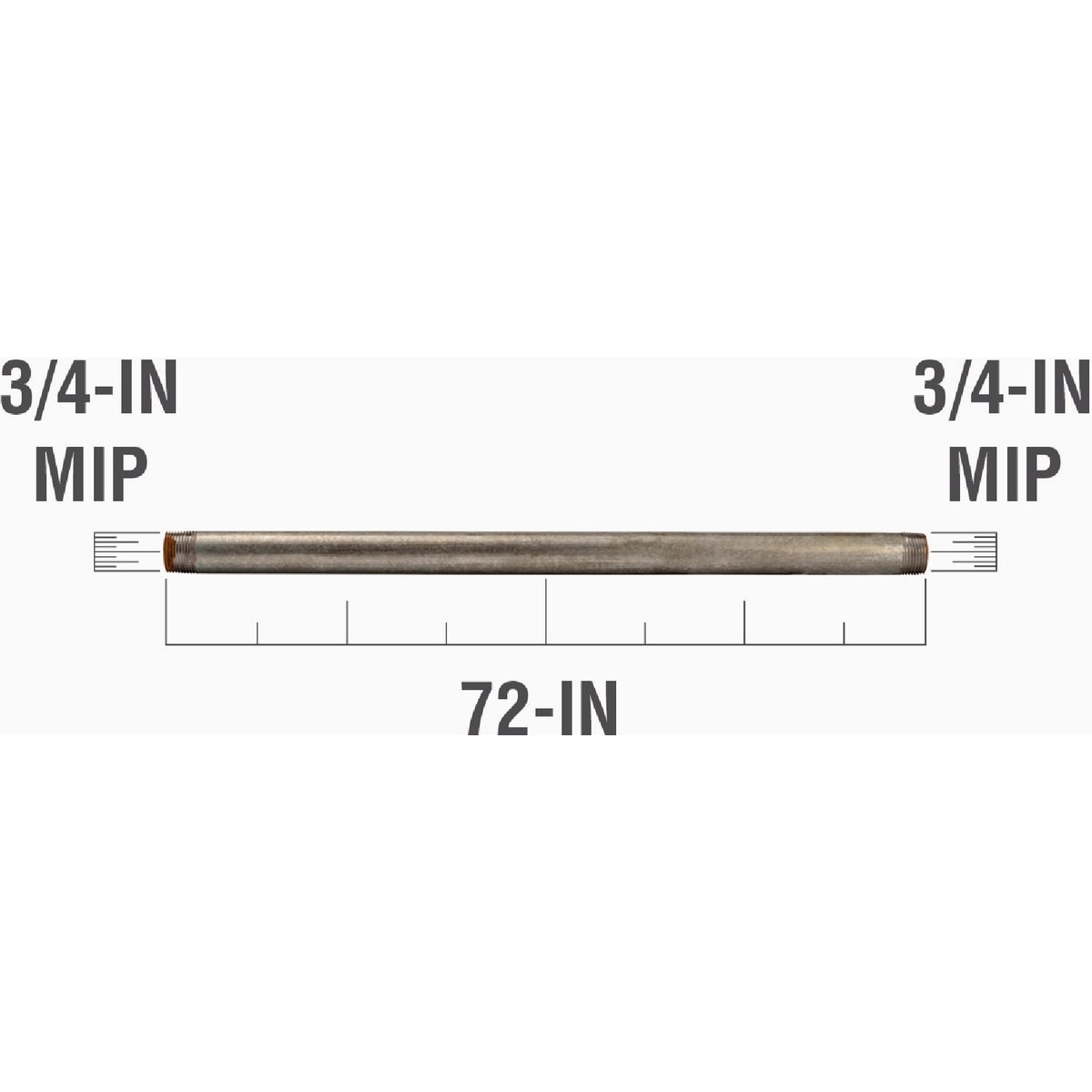 Southland 3/4 In. x 72 In. Carbon Steel Threaded Galvanized Pipe Image 2