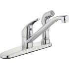 Homepointe 3-Hole Low Arc Kitchen Faucet with Deck Mounted Side Sprayer, Chrome Image 1