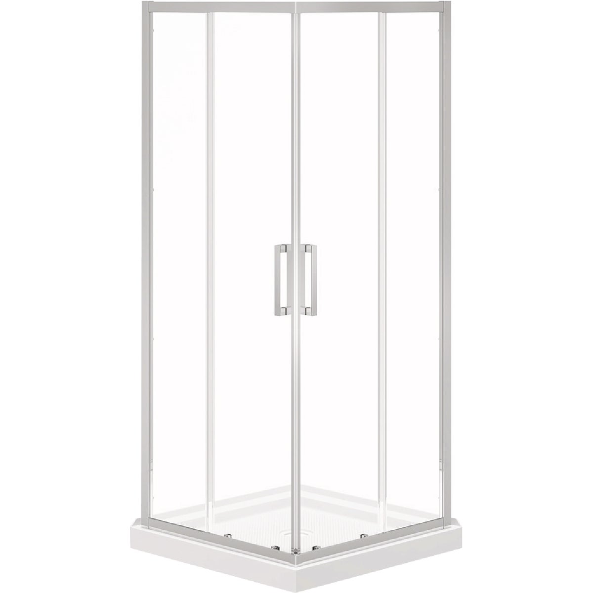 Maax Scarlet 32 In. L x 32 In. D x 78-3/4 In. H Acrylic Corner Drain Shower Kit in White with Clear Glass in Chrome Image 1