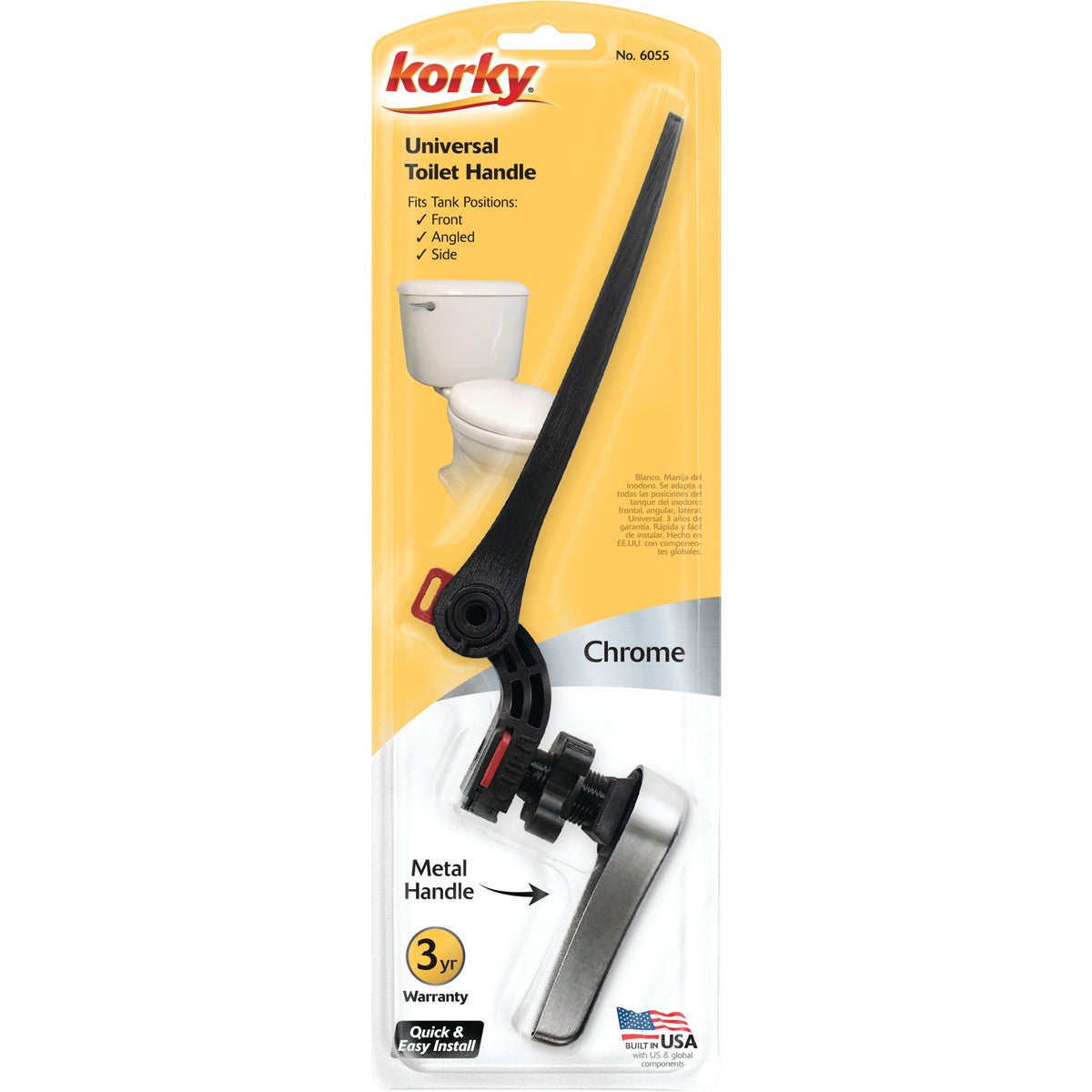 Korky Universal Chrome Flush Tank Lever with Plastic Handle