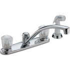 Delta Classic Series 2-Handle Knob Kitchen Faucet with Side Spray, Chrome Image 1