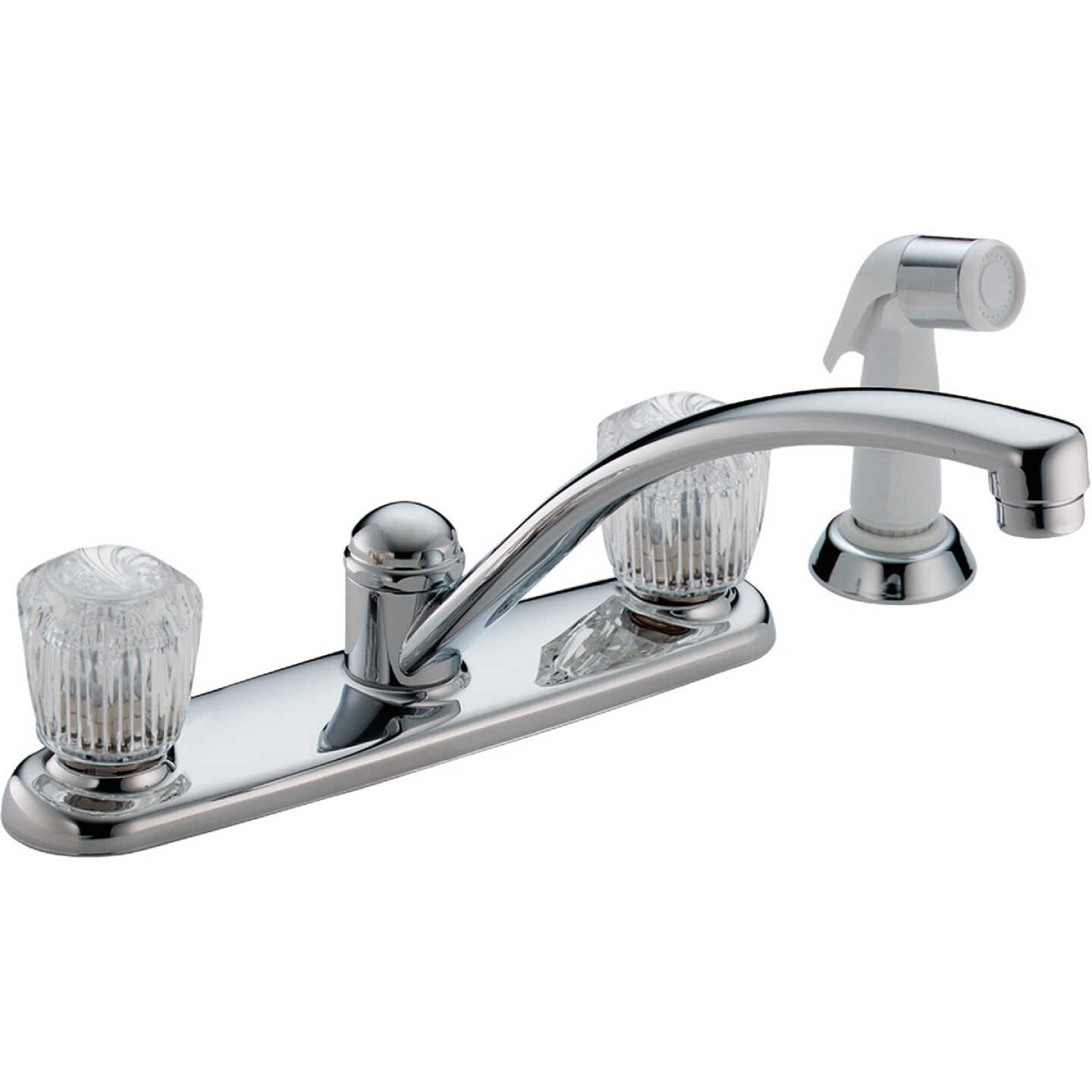 Delta Classic Series 2-Handle Knob Kitchen Faucet with Side Spray, Chrome Image 1