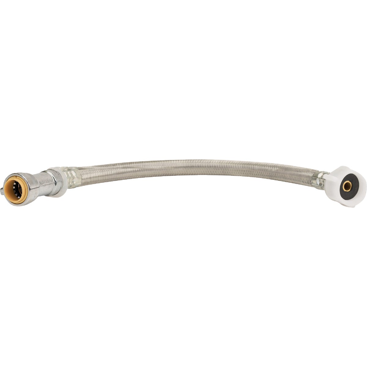 QuickFitting 1/2 In. Push-to-Connect Straight Stop Valve x 7/8 In. Ballcock x 12 In. Braided Stainless Steel Toilet Connector Hose Image 4