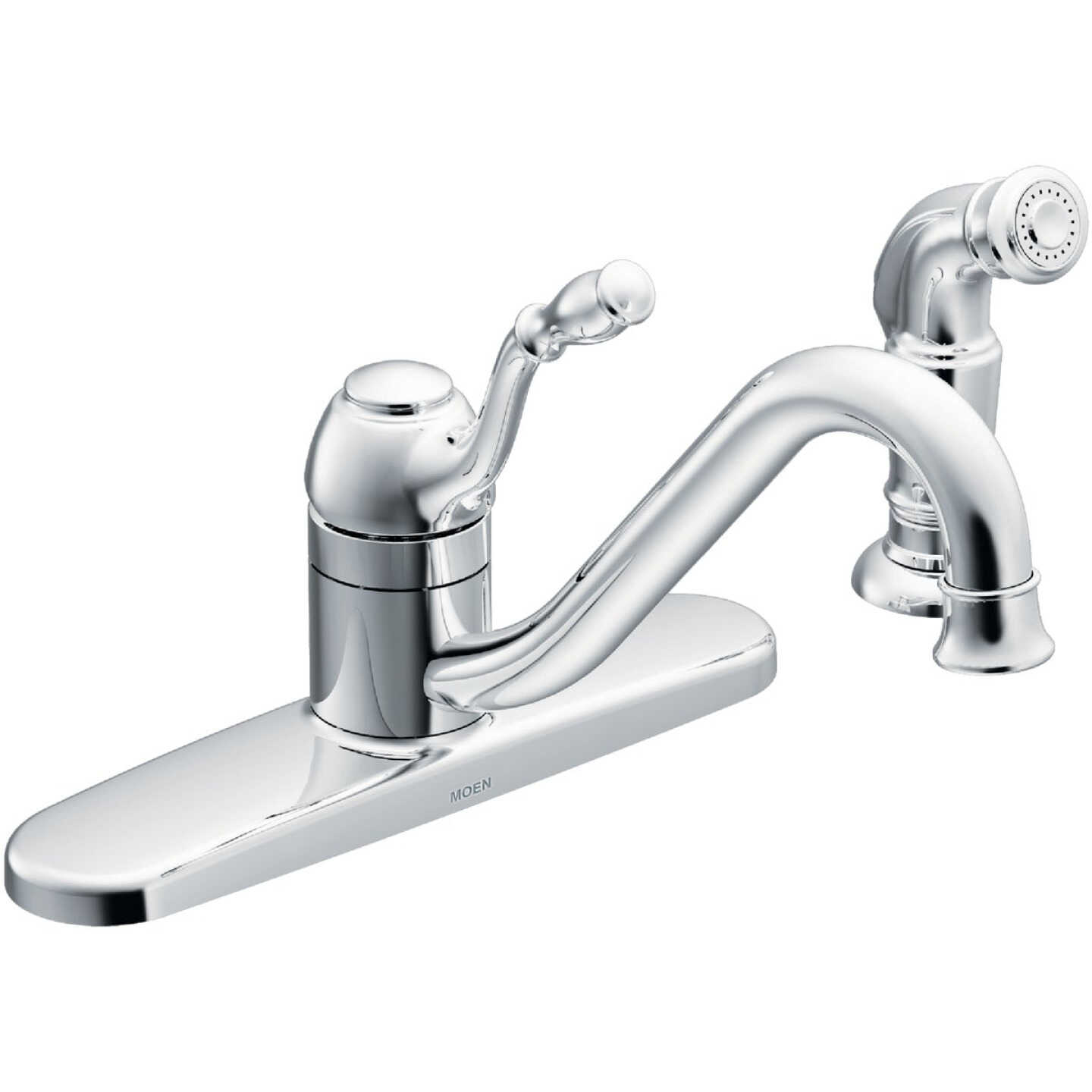 Moen Lindley 1-Handle Lever Kitchen Faucet with Side Spray, Chrome Image 1