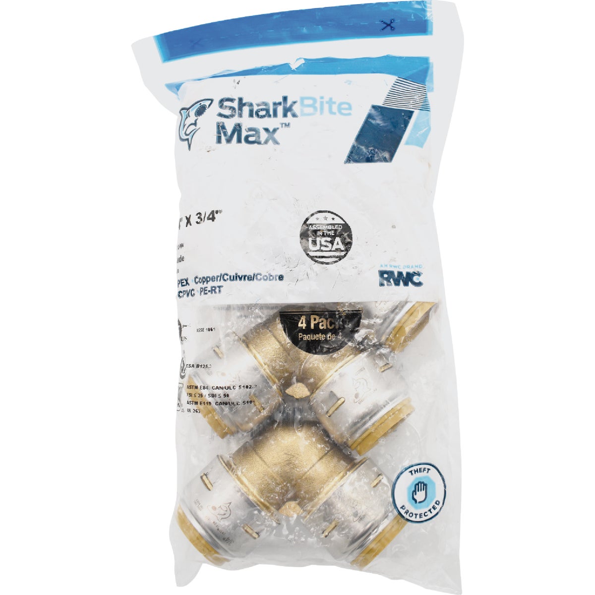 SharkBite 3/4 In. x 3/4 In. 90 Deg. Push-to-Connect Brass Elbow (1/4 Bend)  (4-Pack) Image 5