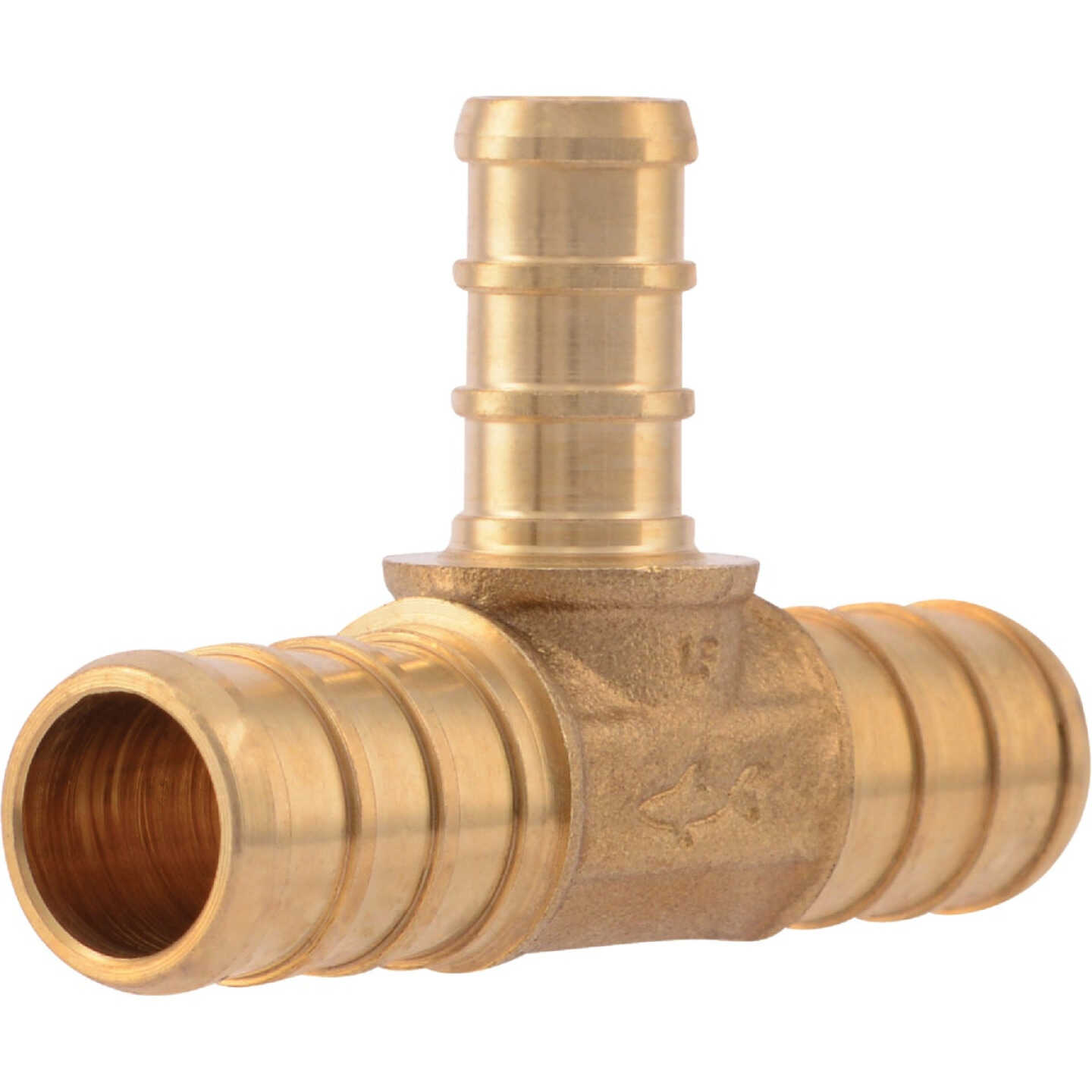 SharkBite 1/2 In. x 1/2 In. x 3/8 In. Brass Barb Reducing PEX Tee Image 1